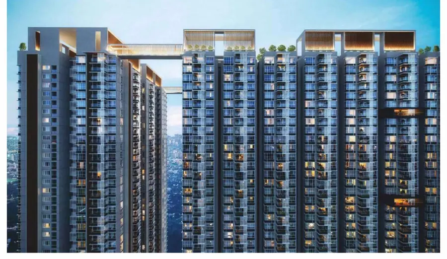 Interconnected sky-walk between the 42-storey towers of Sky Habitat