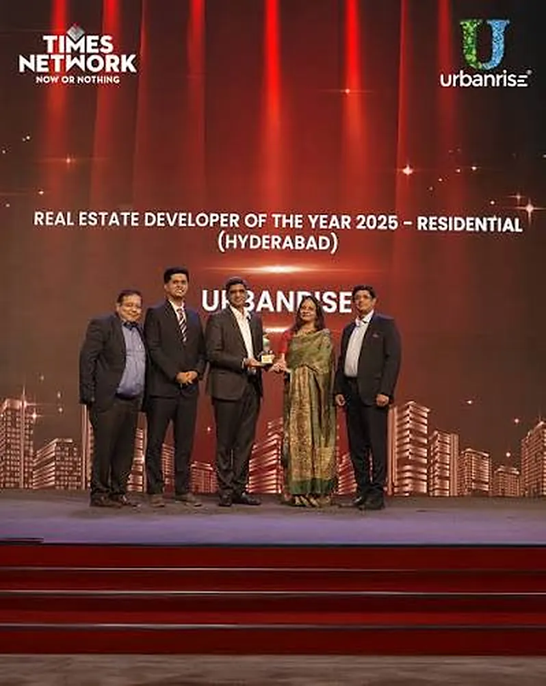 Urbanrise leadership receiving the Real Estate Developer of the Year 2025 – Residential (Hyderabad) award from Times Network